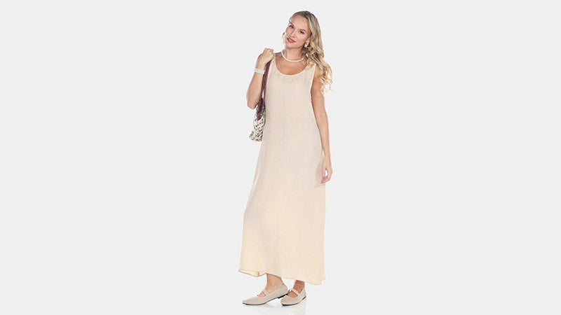 Ivory Jacquard Sleeveless Maxi Dress
