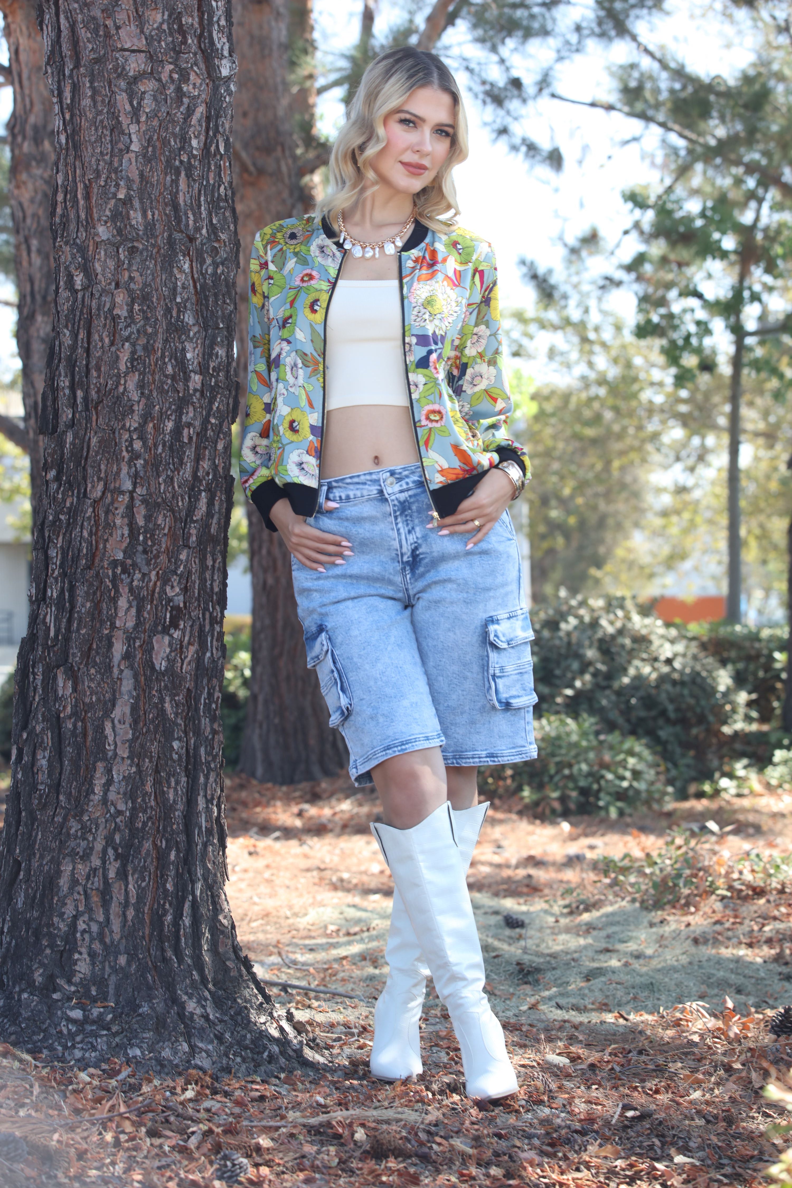 Garden Bloom Floral Bomber Jacket