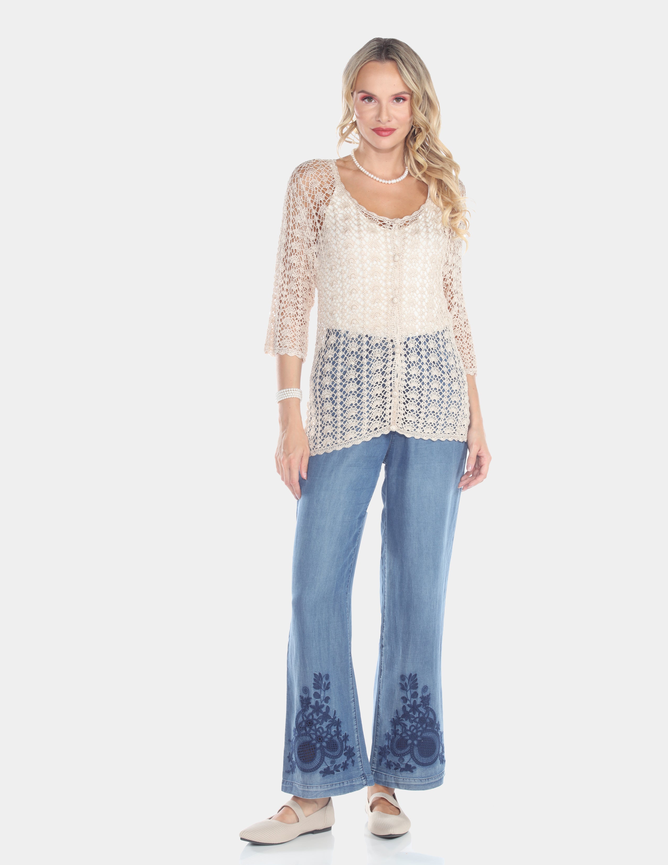 Pearl Garden Crochet Lace Top