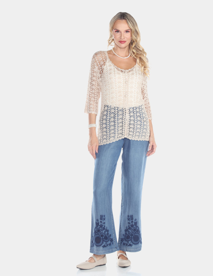 Pearl Garden Crochet Lace Top