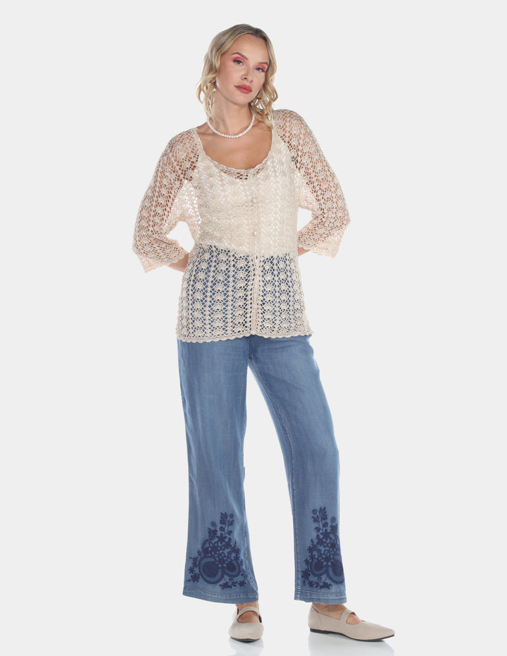 Pearl Garden Crochet Lace Top