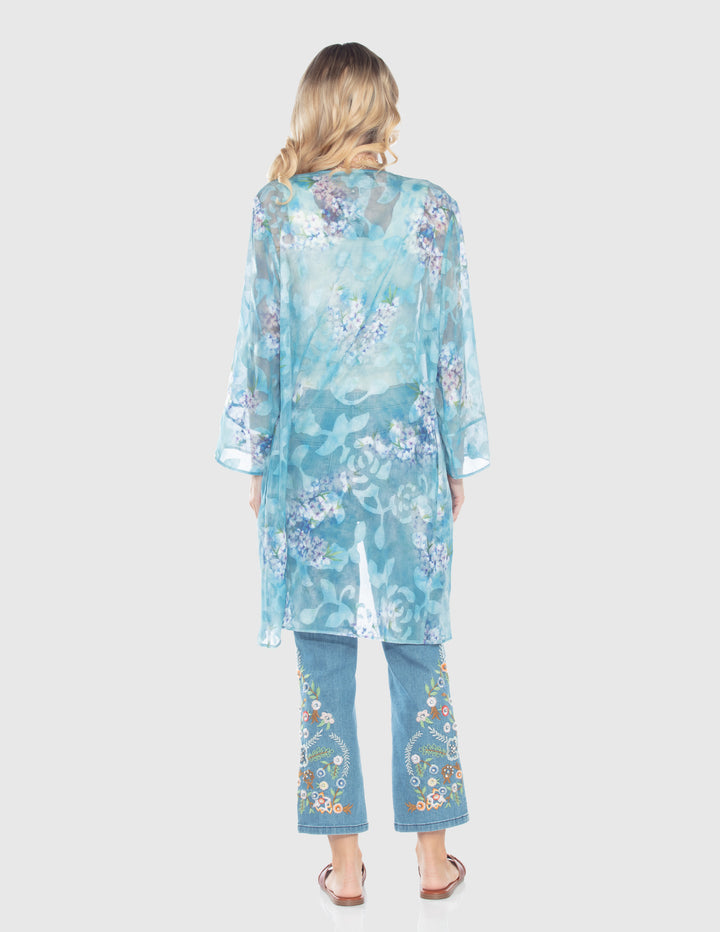 Aqua Mist Floral Kimono Top