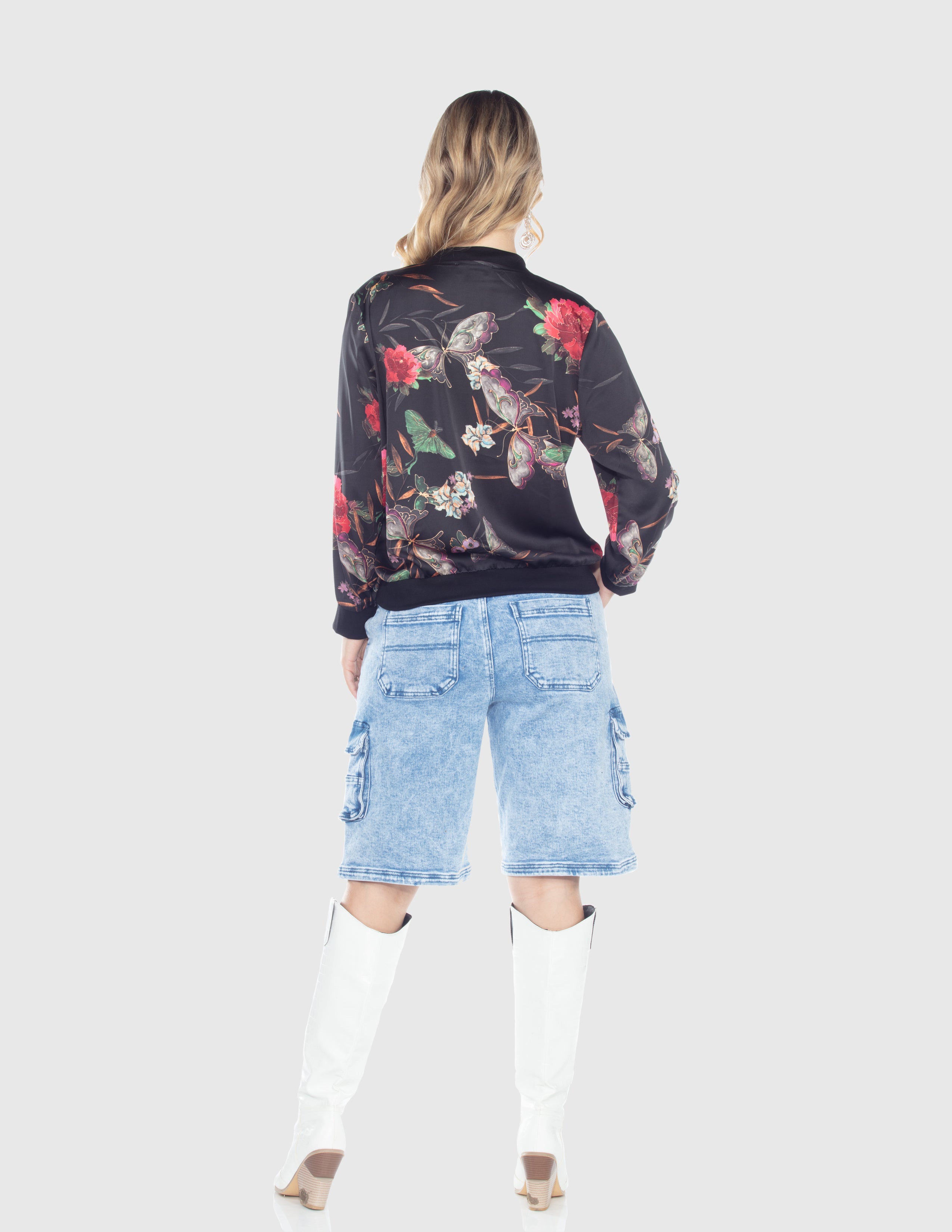 Midnight Garden Floral Bomber Jacket